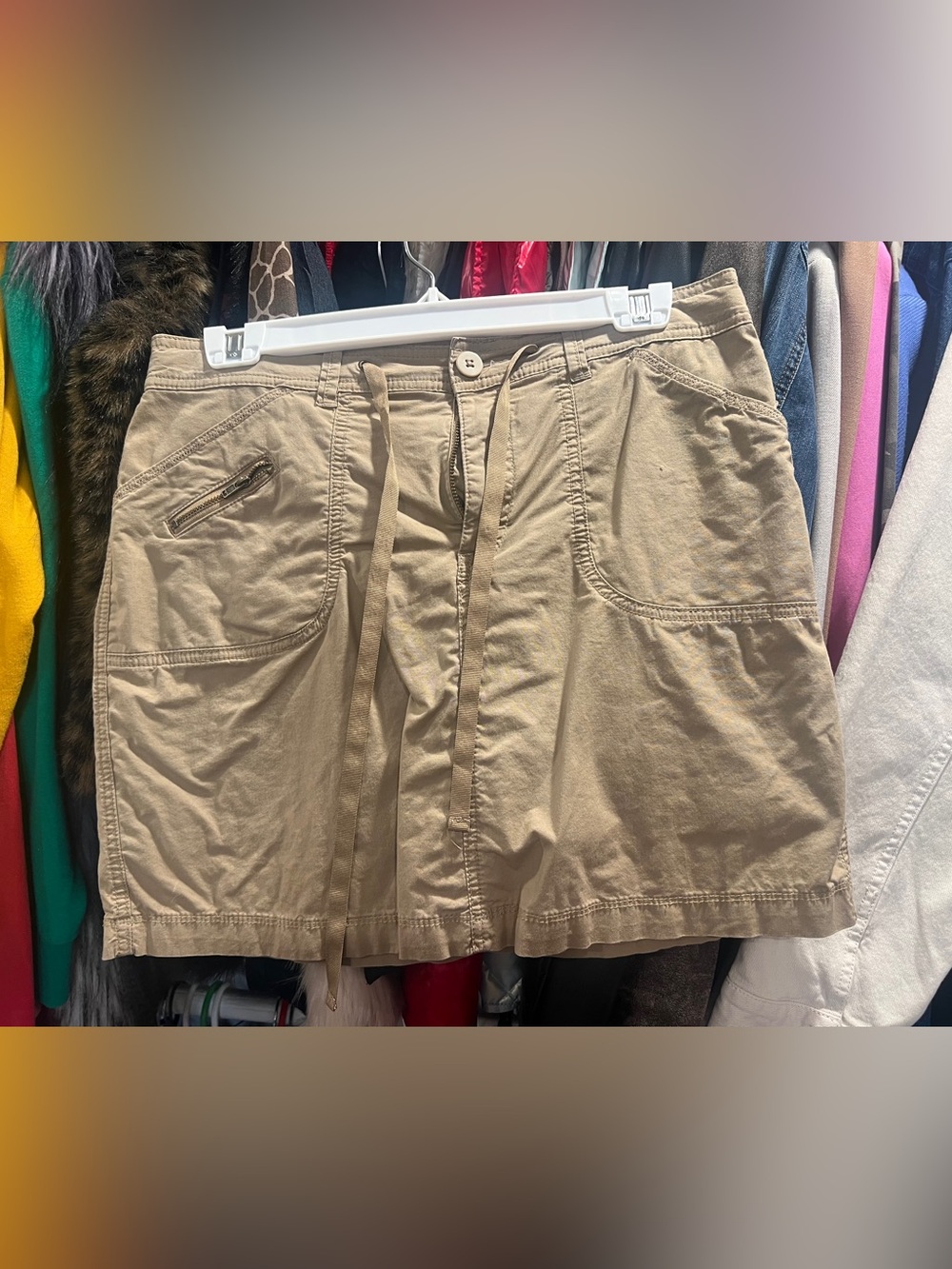 White Stag Casual Drawstring Khaki Utility Skirt size 8